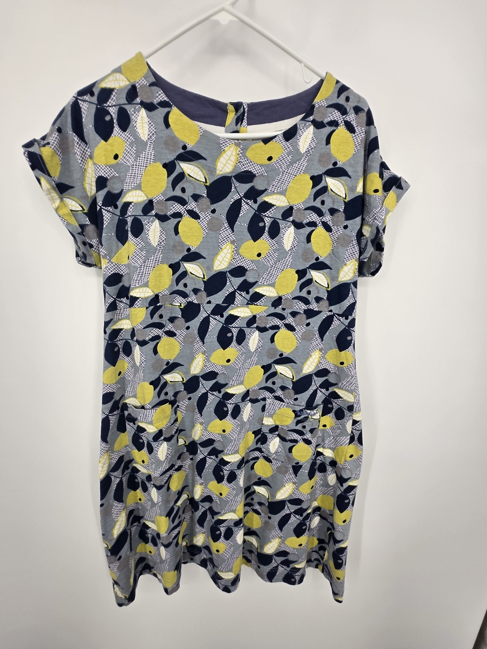 Weird Fish Yellow Lemon Print Mini Dress Size 16 (6766)